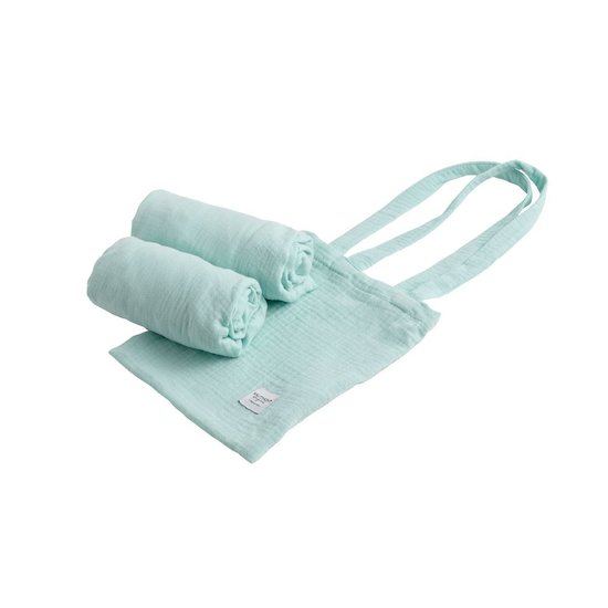 2 draps housses ovales pour berceau Aqua  de Sauthon Original