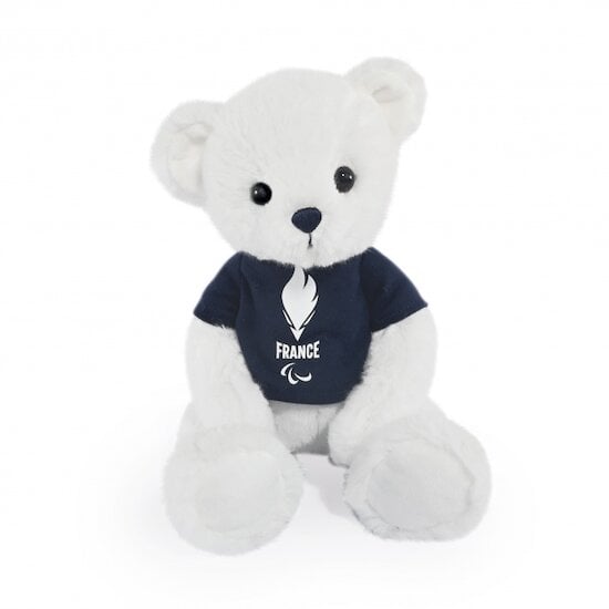 Jeux Olympiques 2024 Ours en peluche avec T-shirt Equipe de France Blanc  de Doudou et Compagnie