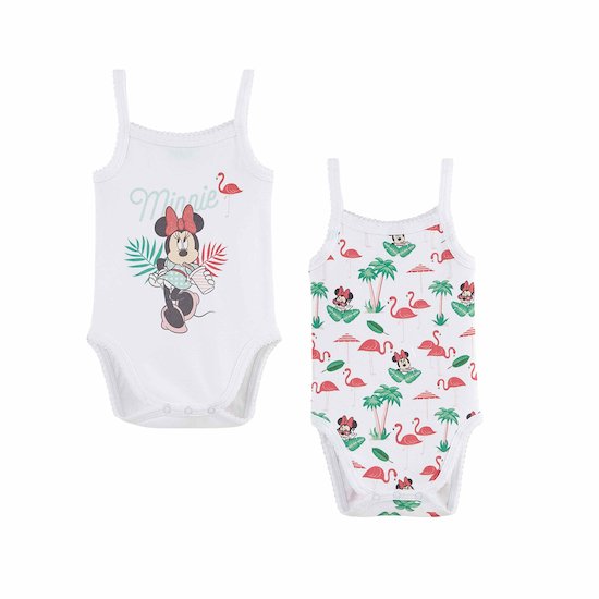 Lot de 2 bodies à bretelles Minnie Blanc 1 mois de Disney Baby