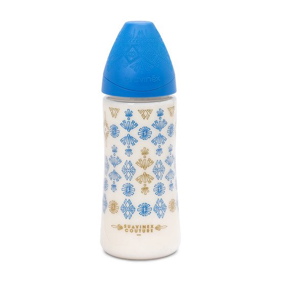 Biberon Ethnic couture silicone Bleu 360 ml de Suavinex