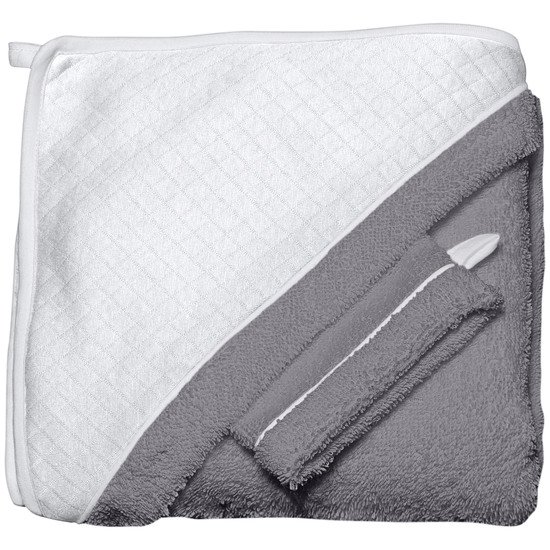 Sortie de bain 100x100 + Gant Gris  de Red Castle