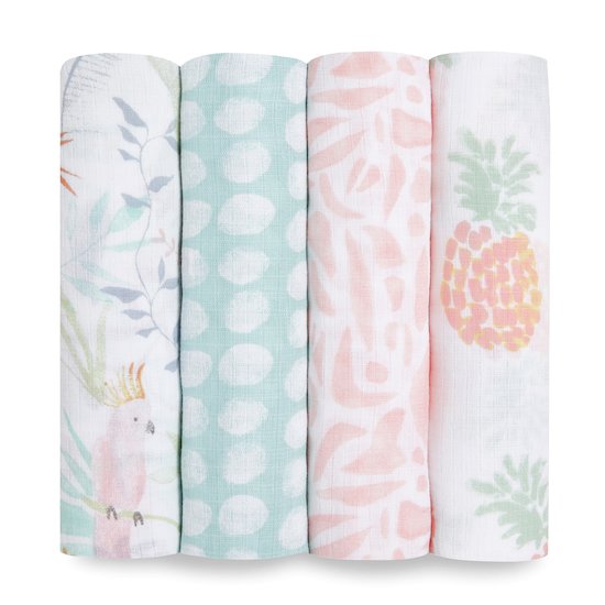 Lot de 4 Maxi-Langes Mousseline Tropicalia  de aden + anais essentials