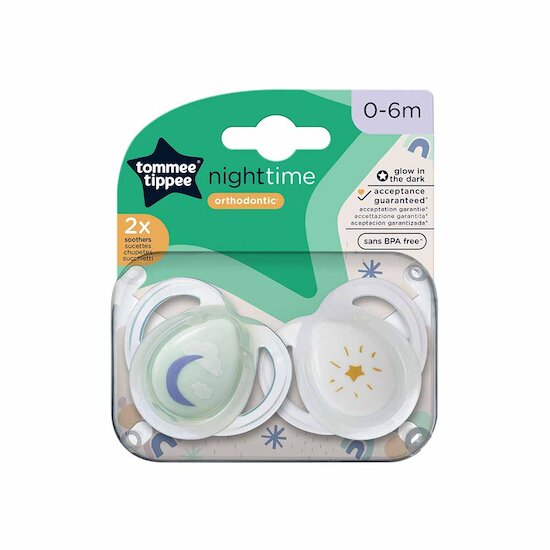 Sucettes Nuit phosphorescentes Lot de 2  Aléatoire  de Tommee Tippee Sucettes Nuit phosphorescentes Lot de 2  Aléatoire  de Tommee Tippee