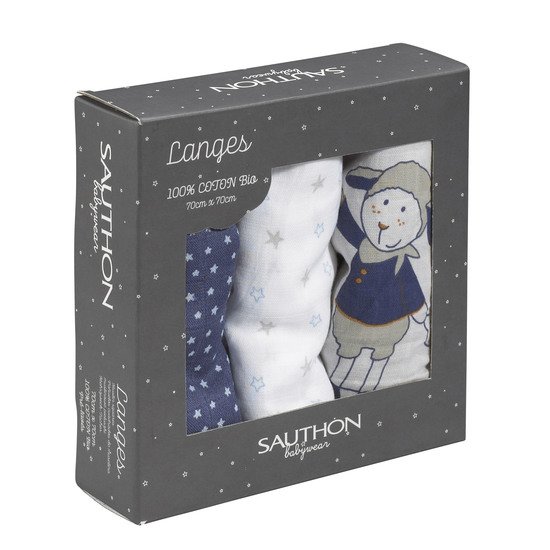 Merlin lot de 3 langes bio 70x70