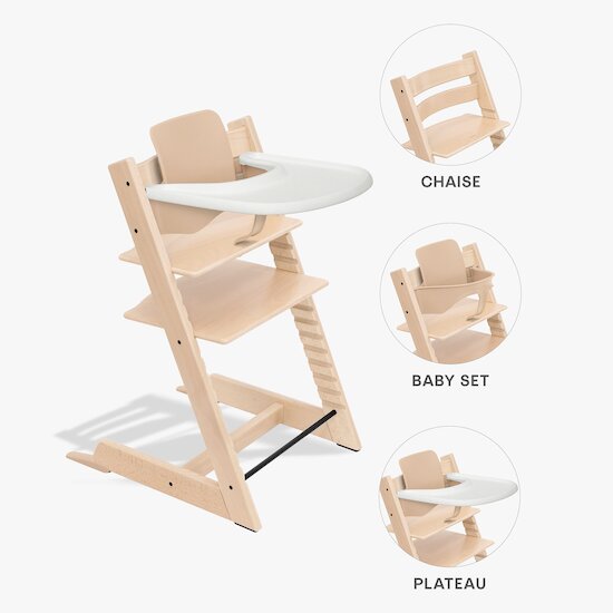Tripp Trapp® Pack Chaise haute + Baby Set + Plateau Naturel / Blanc  de Stokke®