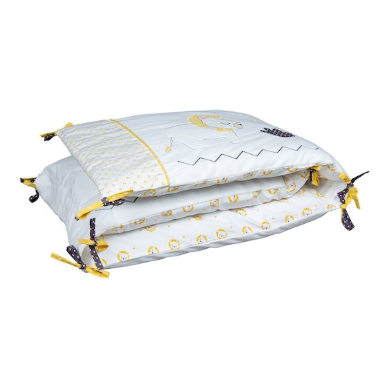 Pluche et Pompon tour de lit Blanc/Jaune  de Sauthon Baby's Sweet Home Pluche et Pompon tour de lit Blanc/Jaune  de Sauthon Baby's Sweet Home