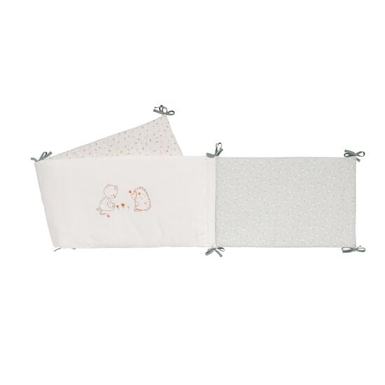 DOMIVA Tour de lit Leafy Bunny - Coton bio & Polyester recylclé - Adaptable  lit 60*120 ou 70*140 - Blanc/Jaune - 30 x 180 cm 