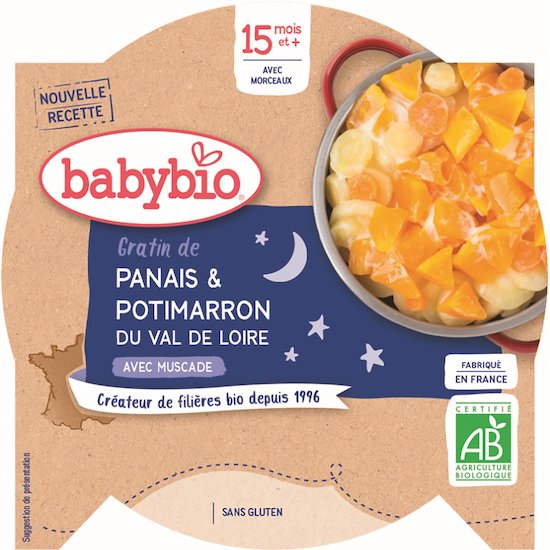 Assiette gratin de panais potimarron de notre ferme à la muscade  260 g de Babybio