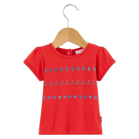 T-shirt fruits Navy Baby Rouge pavot 1 mois de P'tit bisou