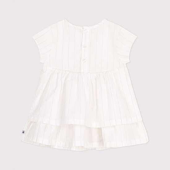 Robe cérémonie bébé en coton léger manches courtes Ecume  de Petit Bateau Robe cérémonie bébé en coton léger manches courtes Ecume  de Petit Bateau