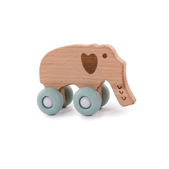 B-jouet en bois sur roulettes B-Elephant bleu de Bo Jungle, Jouets en bois  : Aubert