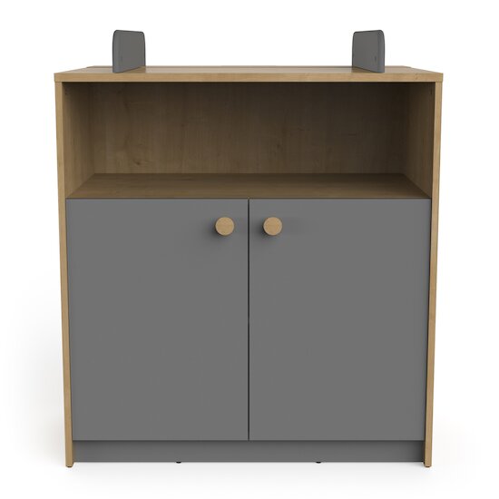 Gabin Commode à langer 2 portes Chêne hamilton / Gris graphite  de CBA Meubles Gabin Commode à langer 2 portes Chêne hamilton / Gris graphite  de CBA Meubles