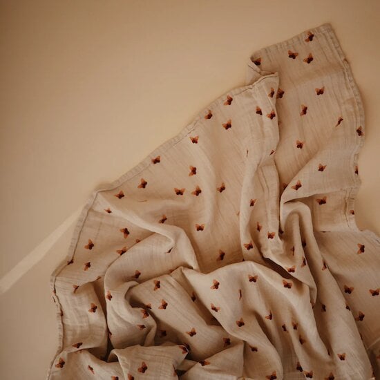 Maxi lange mousseline en coton bio Butterflies  de mushie Maxi lange mousseline en coton bio Butterflies  de mushie