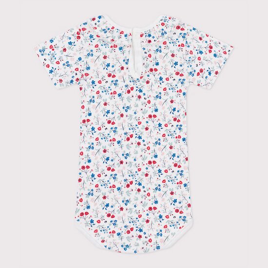 Body à manches courtes en coton imprimé fleuri Blanc Marshmallow 12 mois de Petit Bateau