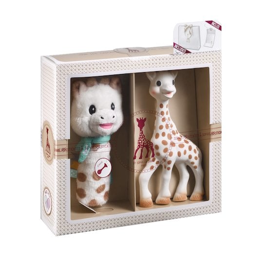 Coffret cadeau Sophie la Girafe en corbeille, 4 accessoires pour bébé