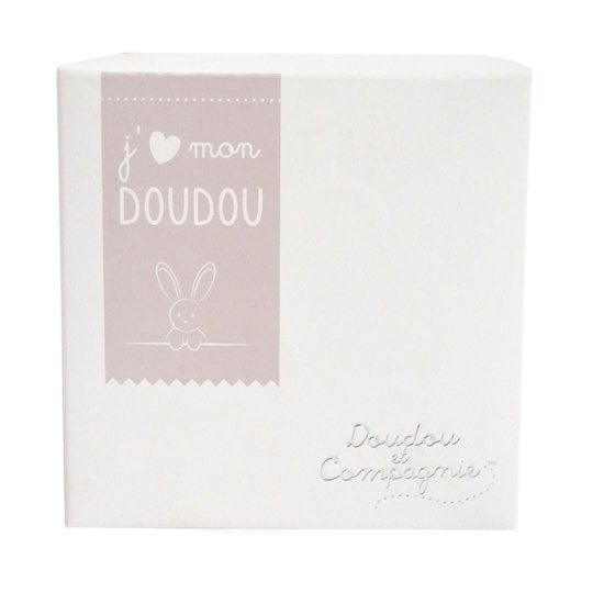 Lapin mouchoir en boîte fleur Blanc  de Doudou et Compagnie Lapin mouchoir en boîte fleur Blanc  de Doudou et Compagnie
