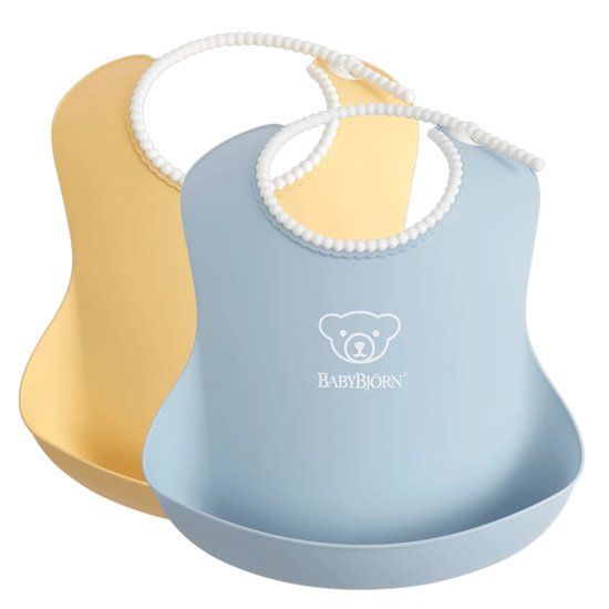 Bavoir souple lot de 2 Jaune/Bleu pastel  de BabyBjörn