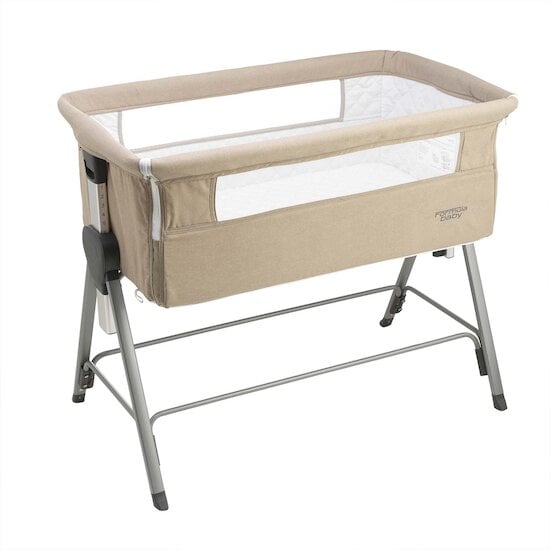 Berceau Cododo Bébé avec Matelas 7 Hauteurs Réglables Espace de Rangement  Fenêtre en Maille Respirante 0-36 Mois Gris Clair/Gris Foncé/Rose - Costway