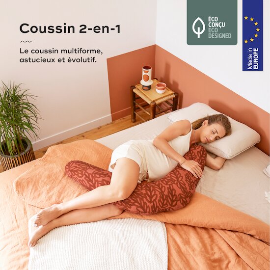 Coussin de grossesse 2en1 B.Love Vegetal Terracotta  de Babymoov Coussin de grossesse 2en1 B.Love Vegetal Terracotta  de Babymoov