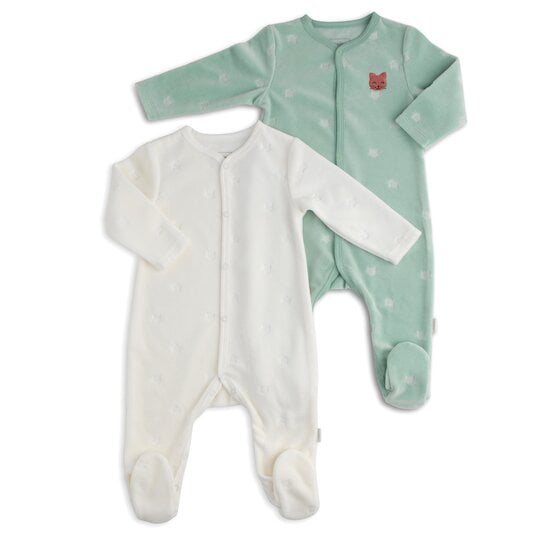 Lot de 2 Pyjamas Écru Poudre / Vert  de P'tit bisou