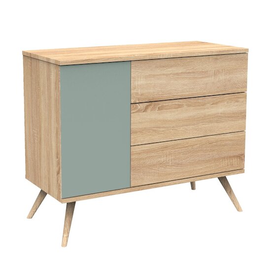Seventies Commode Chêne doré Sauge  de Sauthon Baby's Sweet Home Seventies Commode Chêne doré Sauge  de Sauthon Baby's Sweet Home