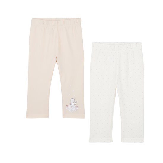 Lot de 2 pantalons Pois blanc/Lapin  de P'tit bisou