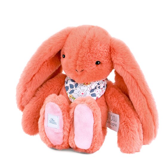 Peluche lapin fleurette Orange 25 cm de Doudou et Compagnie Peluche lapin fleurette Orange 25 cm de Doudou et Compagnie