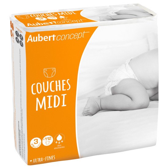 Couches midi T3 (4-9kg)  Pack de 112 de Aubert concept