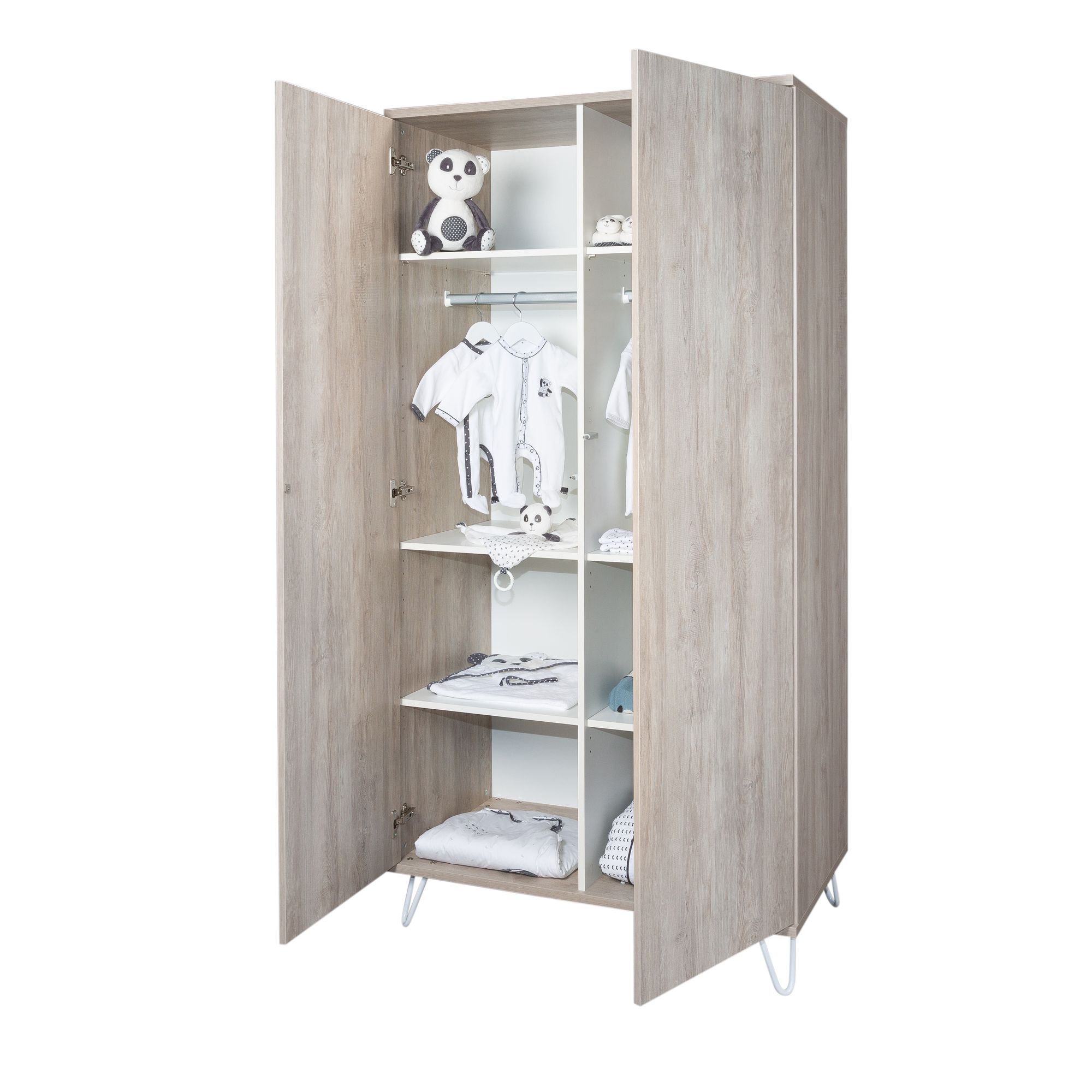 Miami armoire 2 portes grise de Sauthon Baby's Sweet Home, Armoires 2