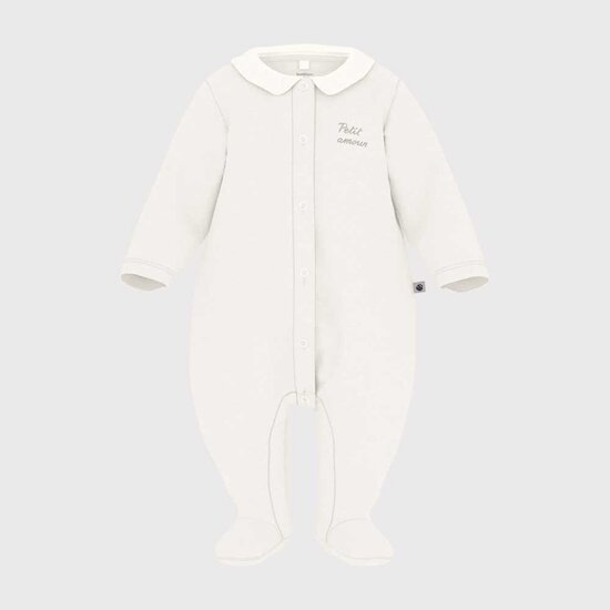 Pyjama bébé en tubique à col uni Marshmallow  de Petit Bateau
