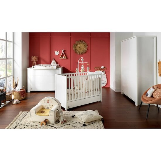 Chambre Loft Blanc : Lit 70x140 + armoire + commode   de Sauthon Baby's Sweet Home