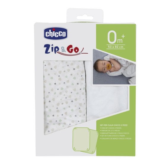 Lot de 2 draps housse Zip & Go Light Grey  de Chicco