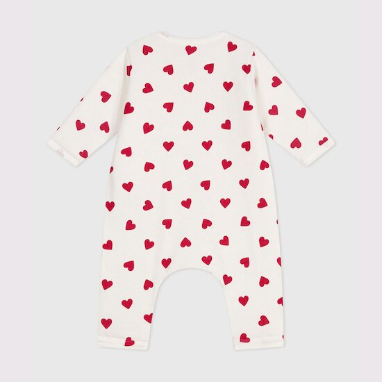 Combinaison ouatinée bébé en coton imprimé cœurs Marshmallow / Terkuit  de Petit Bateau Combinaison ouatinée bébé en coton imprimé cœurs Marshmallow / Terkuit  de Petit Bateau