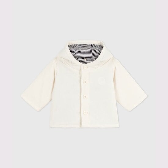 Veste bébé ouatinée en velours brodé et doublure milleraies Milk  de Petit Bateau