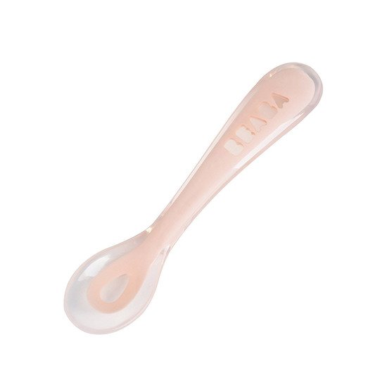 Cuillère 2ème âge soft en silicone Pink  de Béaba