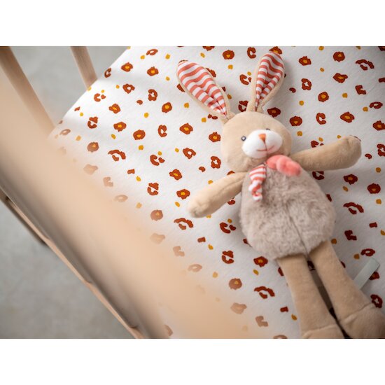 Lot de 2 draps housses Leopard terre sienne 70 x 140 cm de Petit à petit