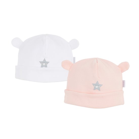 Lot de 2 bonnets Rose Naissance de P'tit Bisou Petit Prix