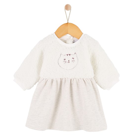 Little Explorers Robe hivernale beige motif chat  de P'tit bisou