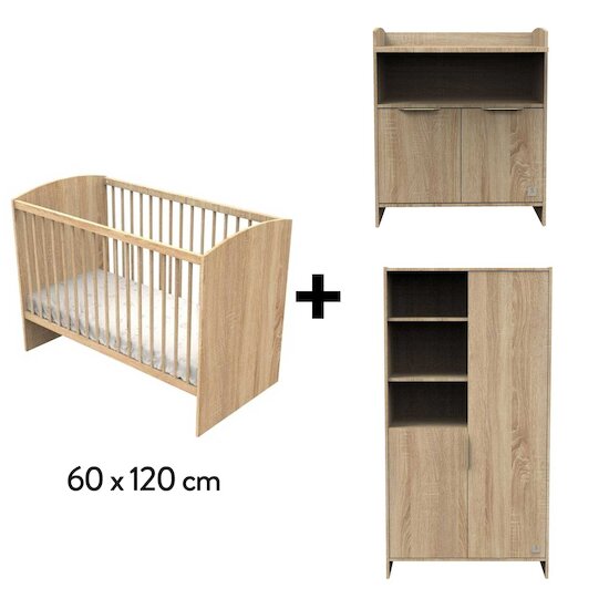 Chambre Azur : Lit 60x120 + Commode + Armoire   de Sauthon Baby's Sweet Home