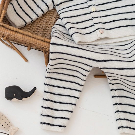 Pantalon Petits Marins Ecru/marine 1 mois de La Manufacture de Layette Pantalon Petits Marins Ecru/marine 1 mois de La Manufacture de Layette