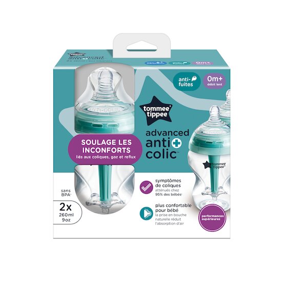Biberon anti-colique avancé Lot de 2 Transparent 260 ml de Tommee Tippee Biberon anti-colique avancé Lot de 2 Transparent 260 ml de Tommee Tippee