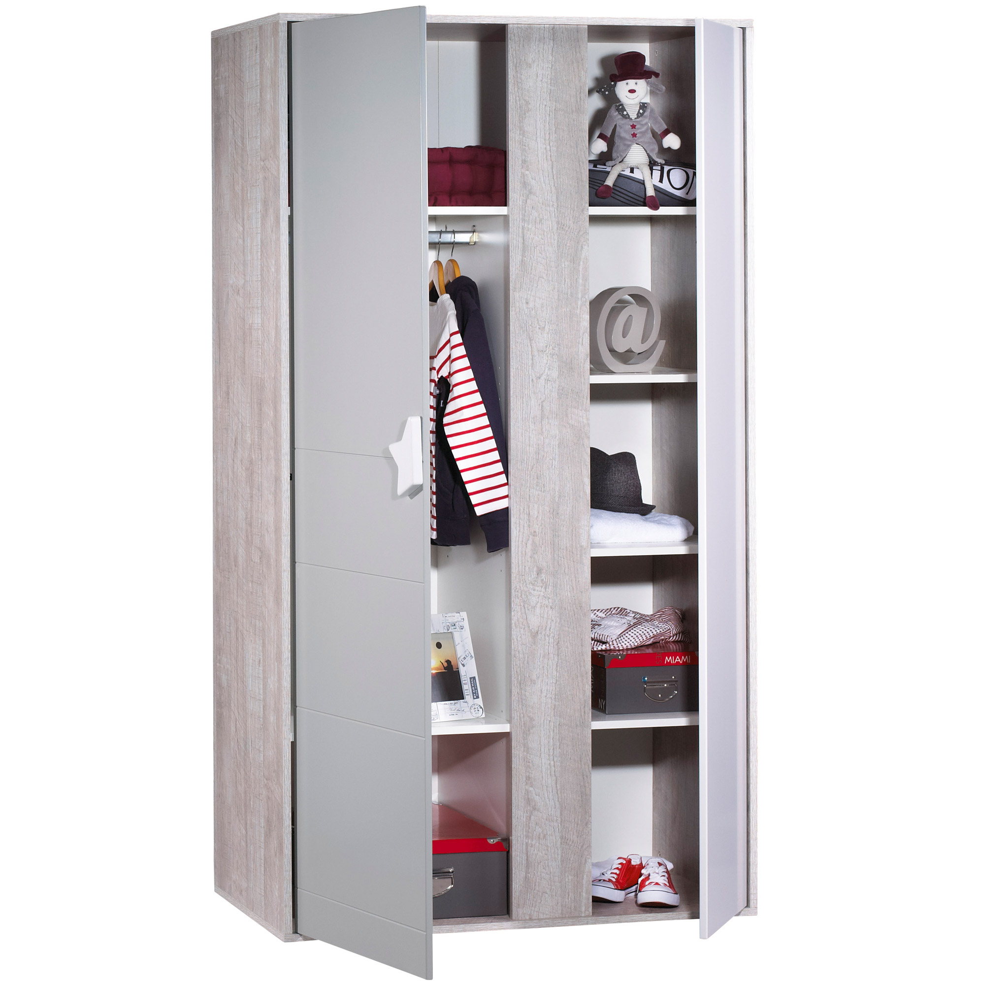 Nova armoire 2 portes Gris de Sauthon Baby's Sweet Home, Armoires 2
