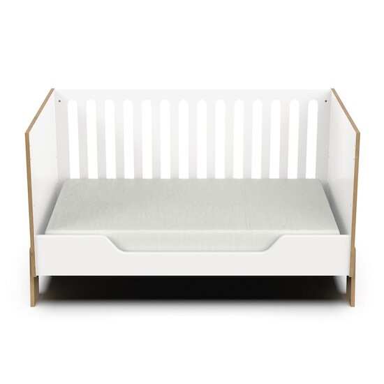 Albizia Lit bébé évolutif kit inclus Blanc / chêne 70 x 140 cm de CBA Meubles