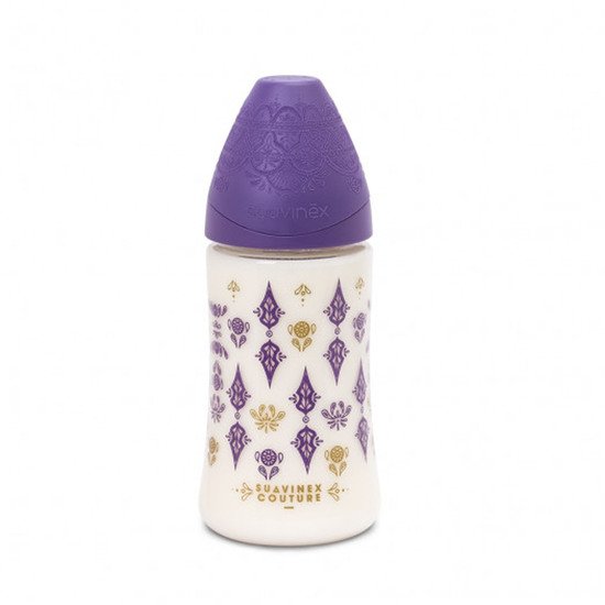 Biberon Ethnic couture silicone Violet 270 ml de Suavinex