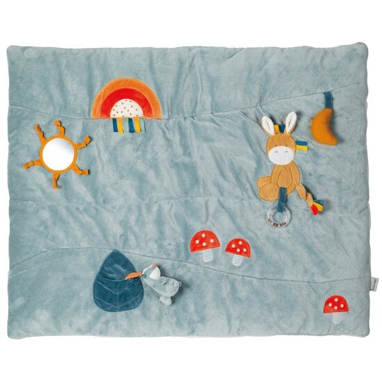 Félix et Léo Tapis de Jeu Rectangulaire Bleu Poussière 80 x 100 cm de Nattou