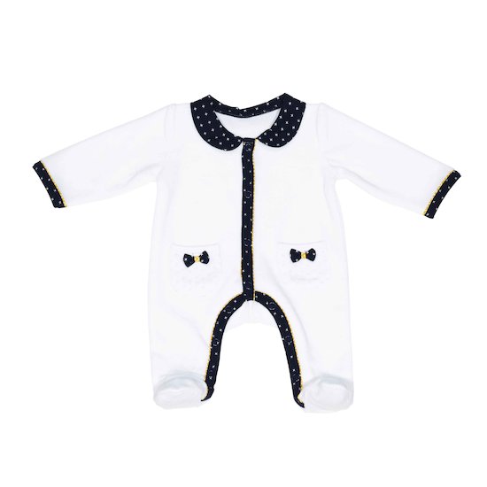 Hello Pyjama en velours  Blanc 1 mois de Sauthon Baby's Sweet Home