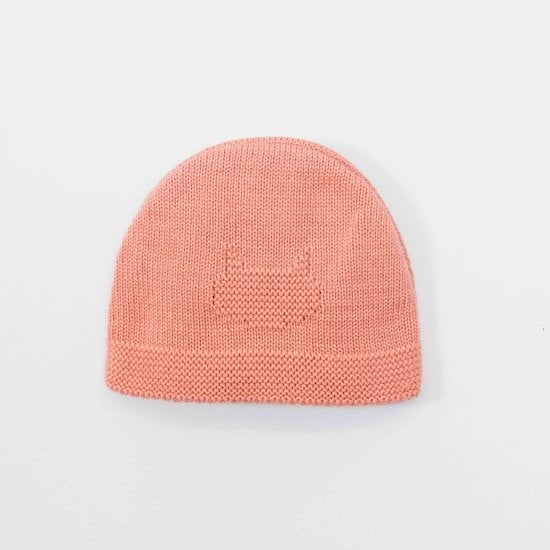 Bonnet Tricot Petits Chats Bouton de rose 3 mois de La Manufacture de Layette