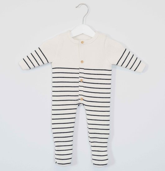 Combinaison Les Tout Petits Marins Ecru/Marine 1 mois de La Manufacture de Layette