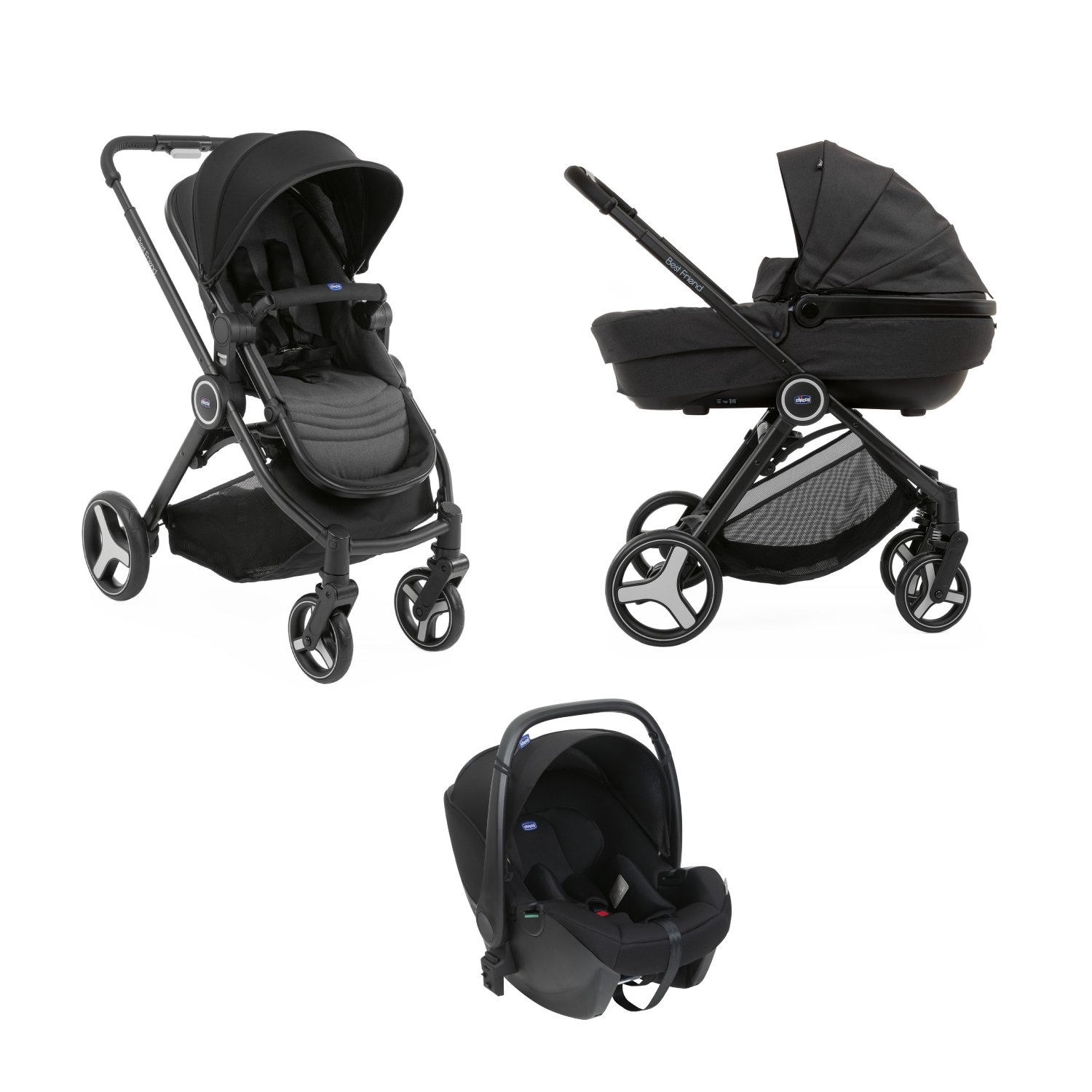 Poussette Trio Best Friend Plus Comfort Pirate Black de Chicco, Poussettes  citadines : Aubert