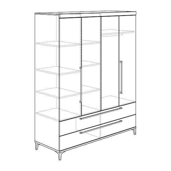 Remo Armoire 4 portes Blanc craie  de Paidi Remo Armoire 4 portes Blanc craie  de Paidi